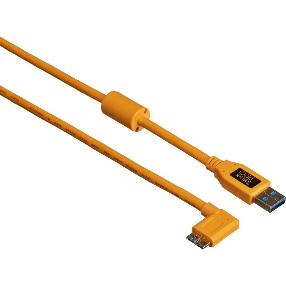 TETHERTOOLS - TetherPro USB 3.0 Type-A vers Micro-USB angle droit (4,6m - Orange)