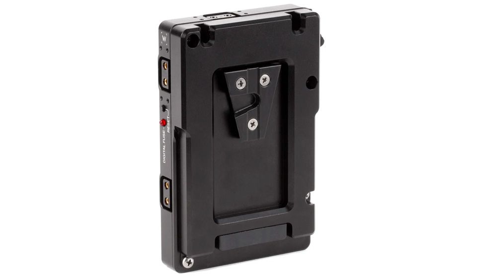 WOODEN CAMERA - Adaptateur côté batterie WC Pro V-Mount vers Gold Mount (3x D-Tap et fusible numérique)