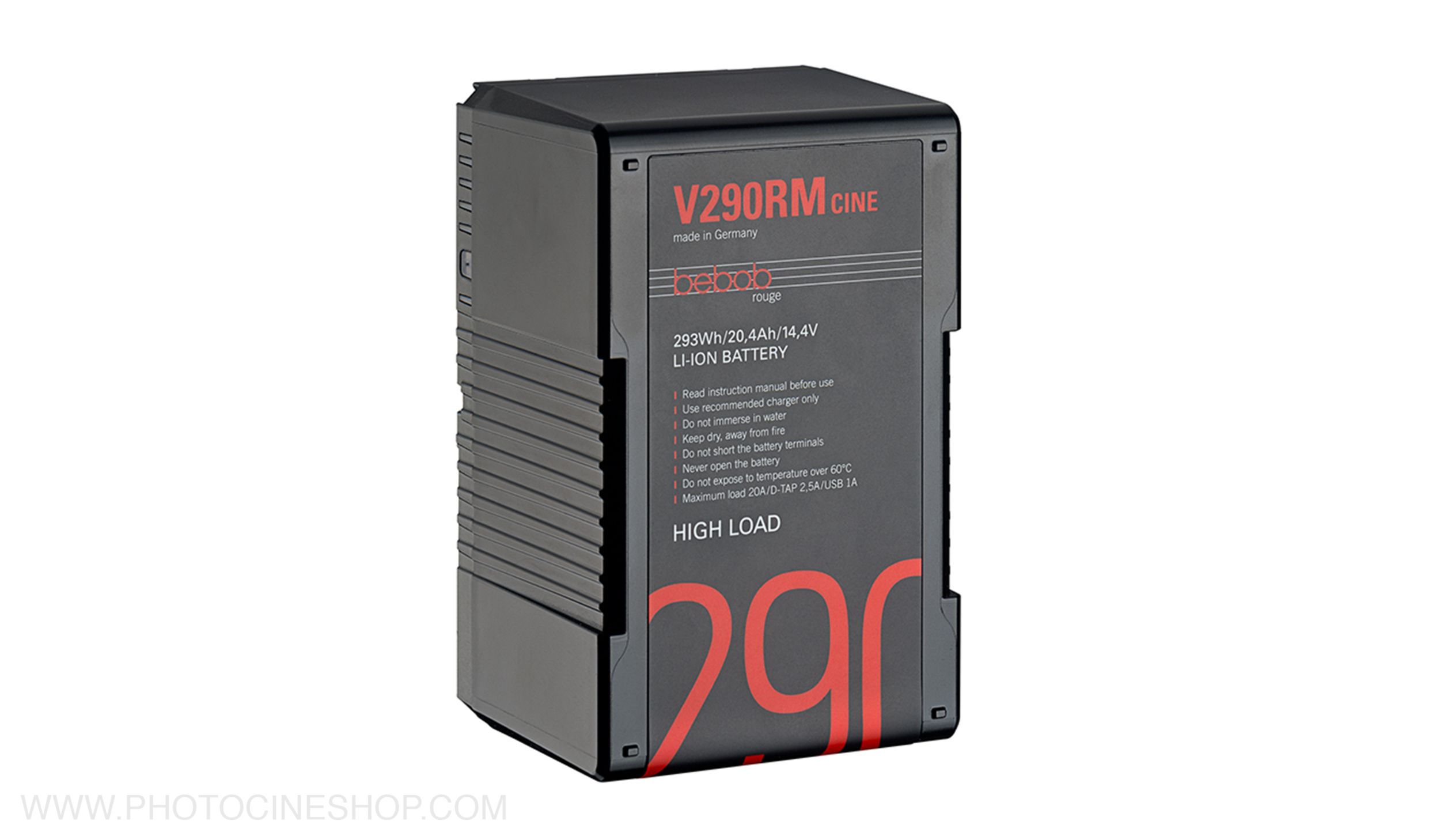 BEBOB - V290RM-CINE - V-Mount Li-Ion High Load battery 14.8V / 294Wh