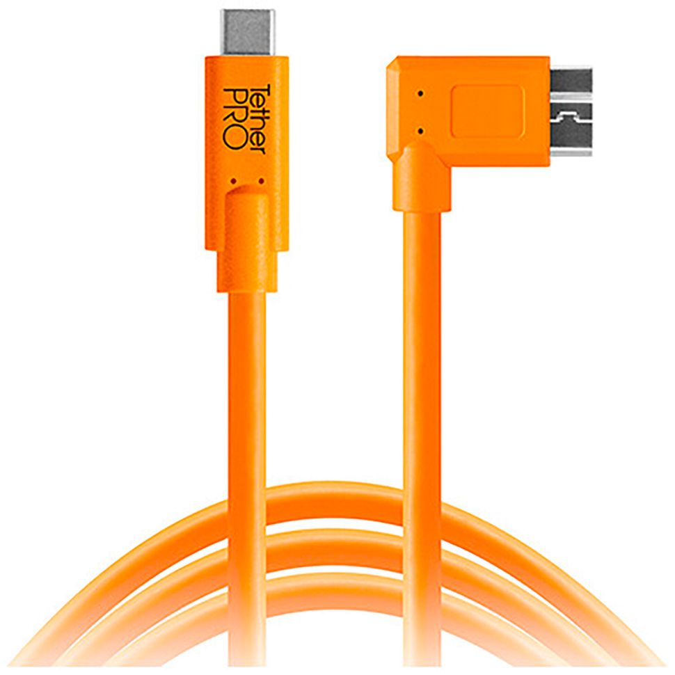 TETHERTOOLS - TetherPro USB-C to Micro-USB 3.0 Right Angle (15' - Orange)