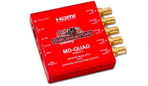 DECIMATOR - MD-QUAD - 3G/HD/SD-SDI Quad Split avec sorties 3G/HD/SD-SDI et HDMI
