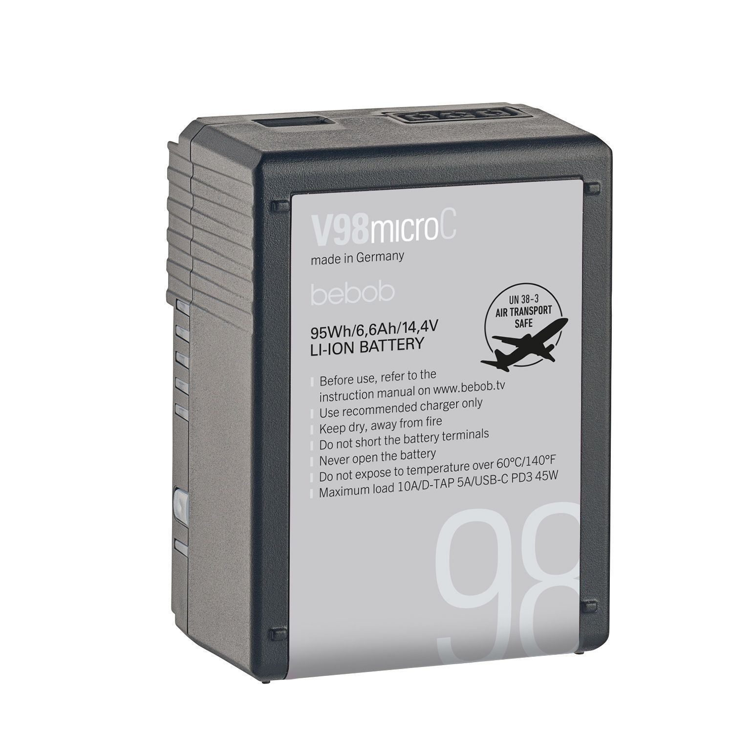 BEBOB - V98microC - V-Mount Li-Ion Battery USB-C PD3 - 14,4V / 6,6Ah // 95Wh